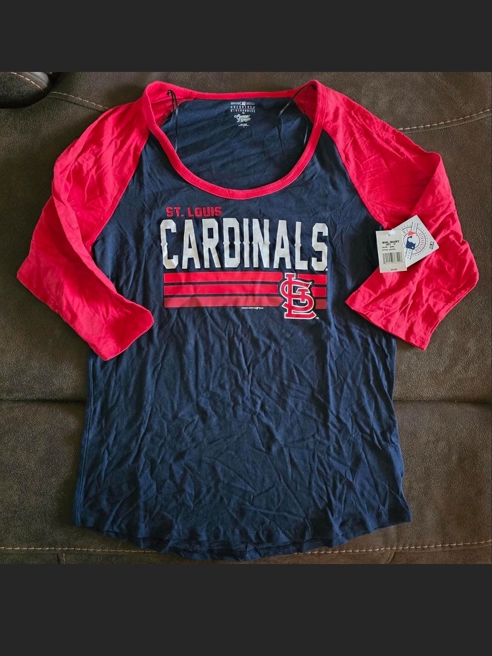 MLB Campus Lifestyle St. Louis Cardinals Womens Raglan Tee Size Large